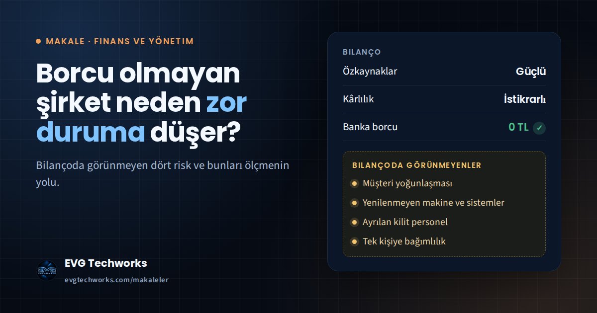 Borcu sıfır görünen bir bilanço ve arkasında görünmeyen dört risk: müşteri yoğunlaşması, eskiyen yatırımlar, kilit personel ve kişiye bağımlılık